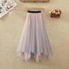 DX~~ New Irregular Skirt Women's New High Waist and Slim Double-color Gauze Skirt In Spring Long Gauze Skirt