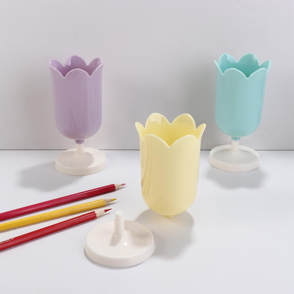Пластиковый держатель для ручек в виде тюльпана для девочек, маленькая косметичка, школьные канцелярские принадлежности, органайзер, украшение для рабочего стола
