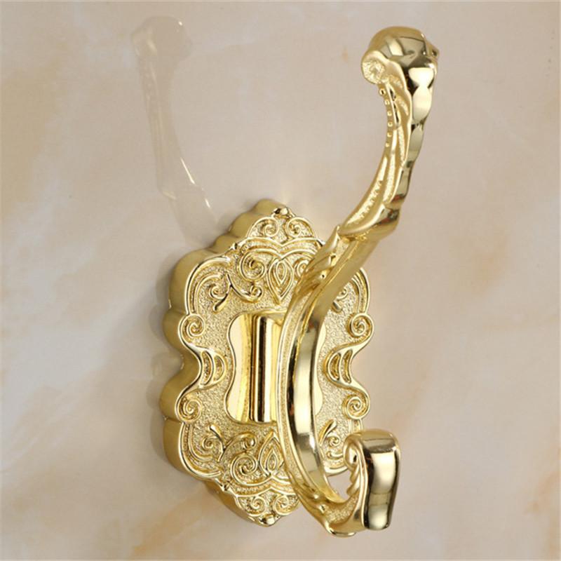 Tuqiu Gold Резной крючок для халата в ванной Настенные крючки Алюминиевый крючок для кухонного полотенца Черный ключ Держатель для вешалки для шляп и сумок Крючок для одежды