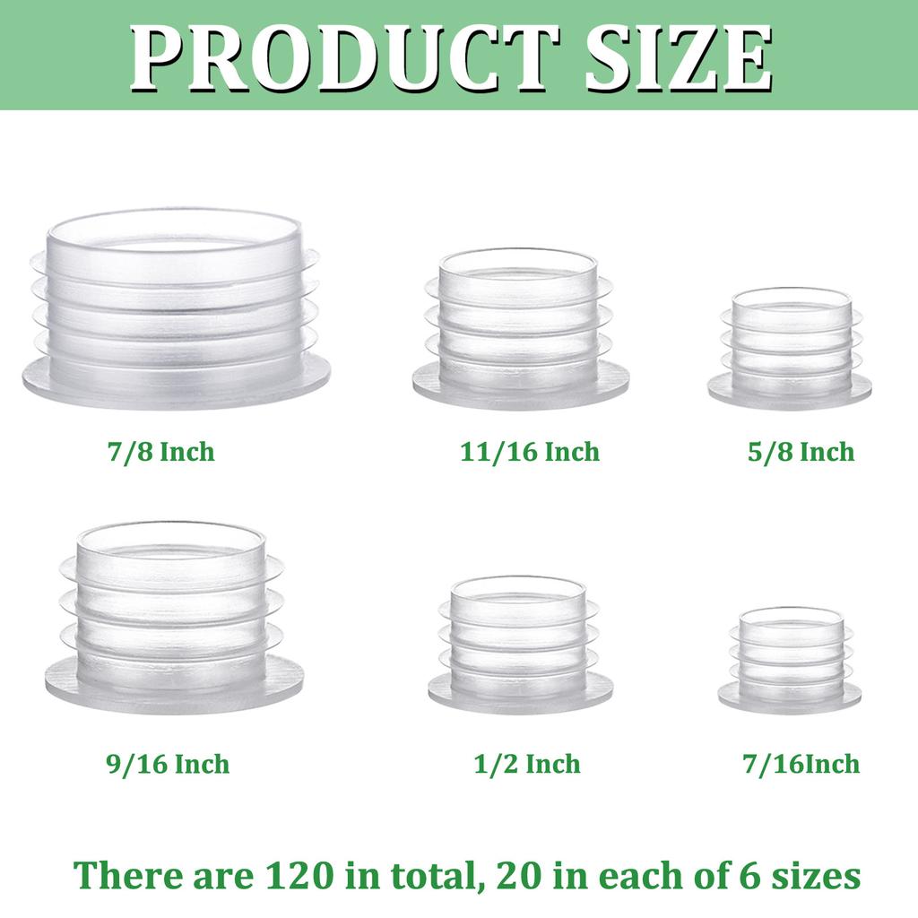 120 Pieces Salt And Pepper Shaker Stoppers 1/2 Inch, 9/16 Inch, 5/8 Inch, 11/16 Inch, 7/8 Inch And 7/16 Inch Plastic Salt Shaker