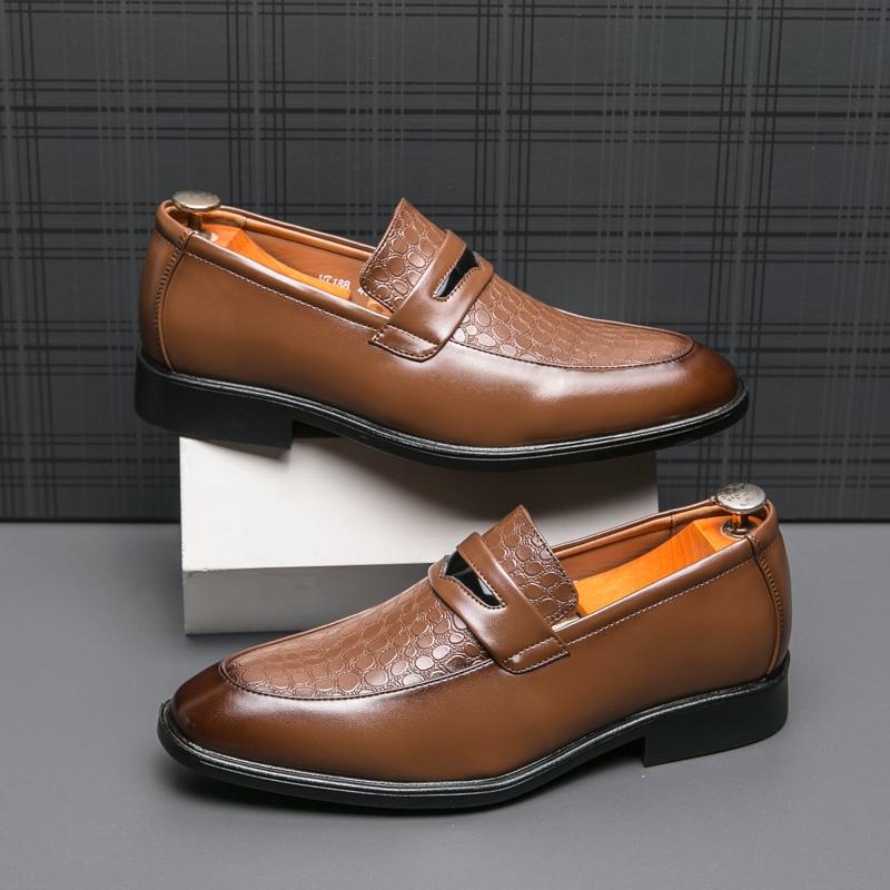 Новые мужские классические кожаные туфли с крокодиловым узором, деловые туфли-лоферы, модные повседневные туфли для вождения, коричневые