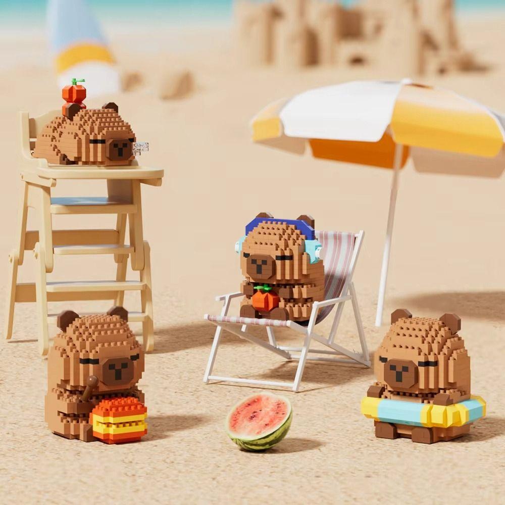 Cartoon Capybara Micro-particle Building Blocks Cute Capybara Doll Toys  For Kids Birthday Gifts