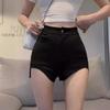 Women's 2024 Summer High-Waisted Black A-Line Suit Shorts - Sexy, Slimming, Irregular, Hip-Hugging Casual Style