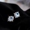 Mild Luxury Retro Elegant Navy Blue Topaz Stud Earrings Women's S925 Sterling Silver Special-Interest Design Fashion Earrings