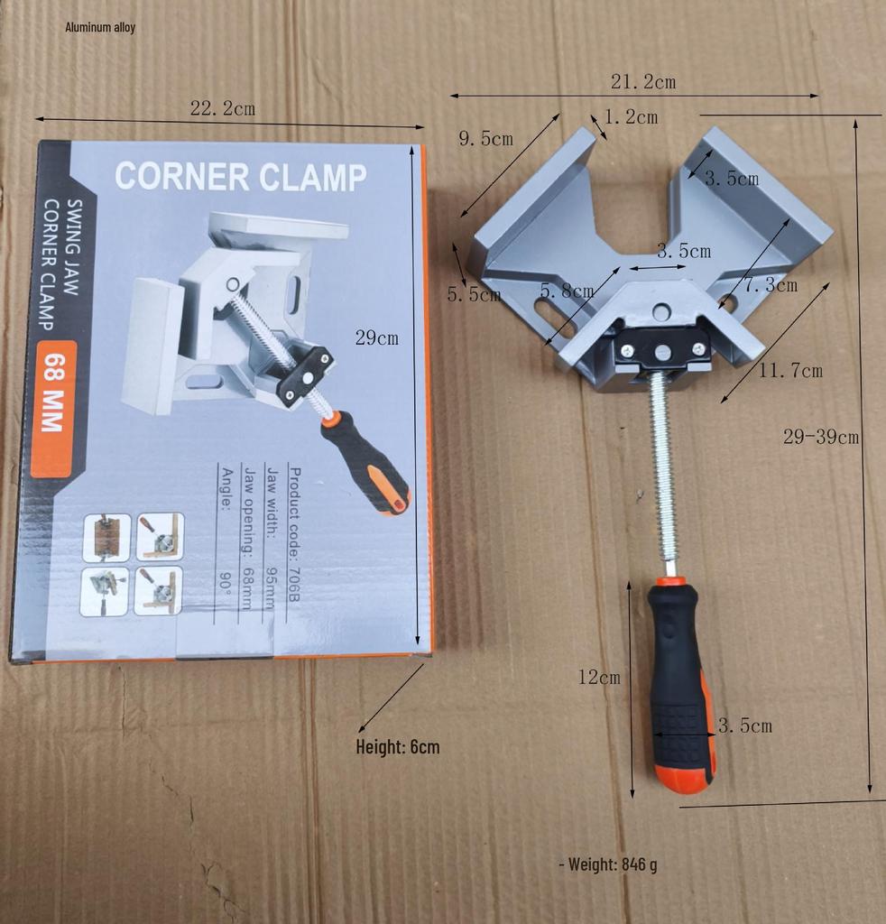 90° Aluminum Alloy Right Angle Clamp for Pipe and Woodworking