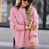 Women's Loose Long Sleeve Pullover Knitted Sweater Solid Color