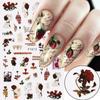 3D Vintage Rose Nail Stickers Watercolor Flower Plants Butterfly Nail Charms French Manicure Decorations Marble Decals LEBF1013