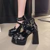 Fashion 2025 New Lolita High Heels Y2K Punk Style Platform Shoes Subculture Gothic Women's Leather Pump Shoes Butterfly Mary Jane Shoes