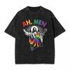Mens T-Shirt Ah Men Funny LGBT Gay Pride Jesus Rainbow Flag Washed T-Shirts Hip Hop Summer Tee Shirt Vintage Loose Tops