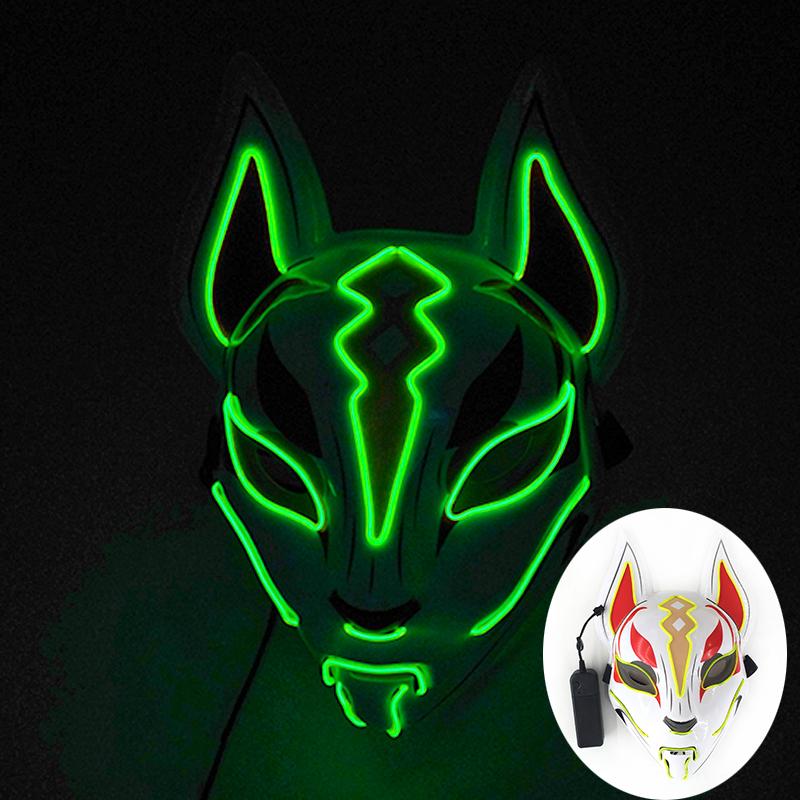 Halloween Game Glowing Mask Led Light Up Mask Cosplay Fox Mask For Festival Halloween Costume Nightclub Flashing Dj Show Props