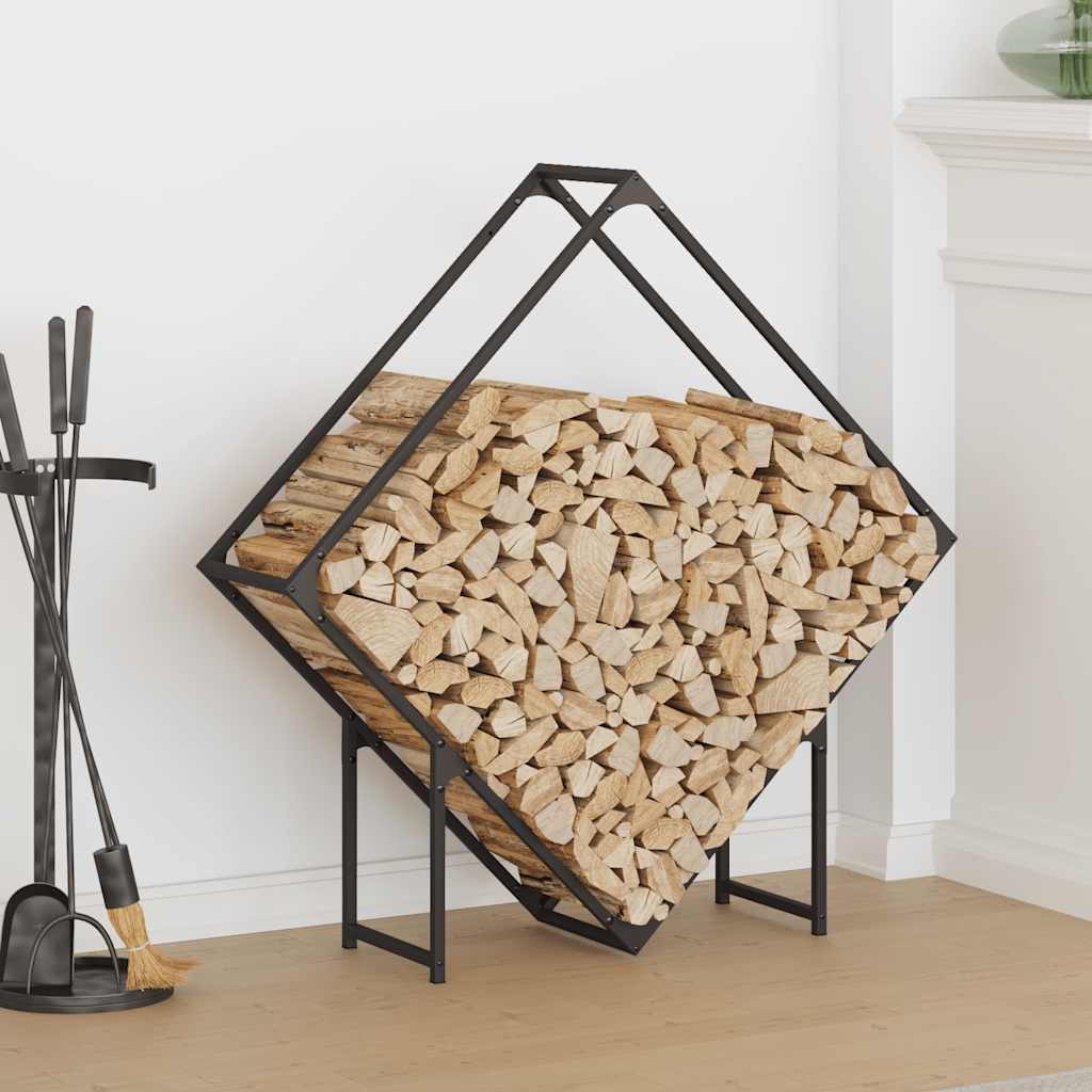 Firewood Rack Black 100 x 25 x 100 cm Cold Rolled Steel