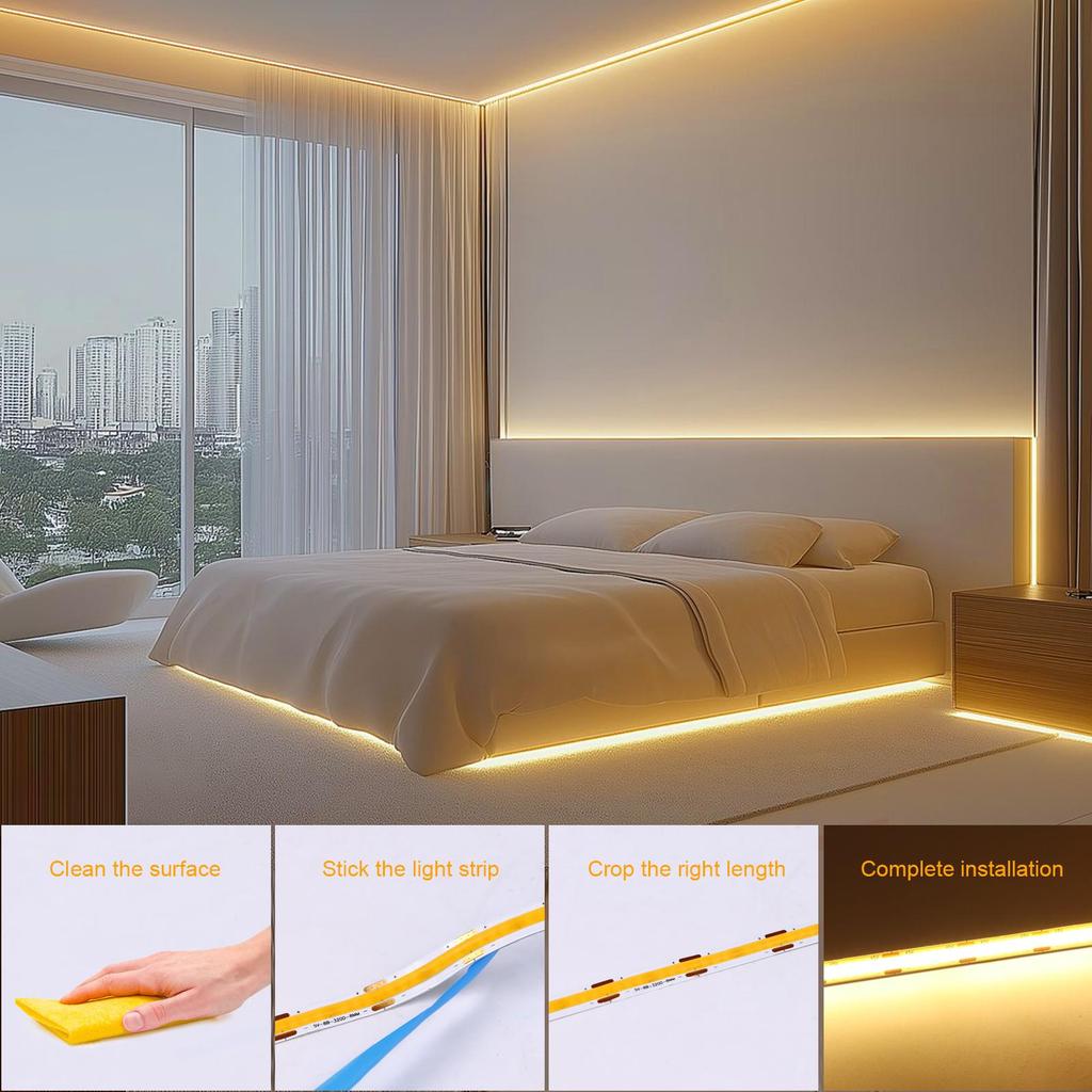 COB Светодиодные ленты для декора стен комнаты 5V Питание от USB Светодиодная лента с РЧ пультом управления Поддержка диммирования Подсветка для телевизора/зеркала