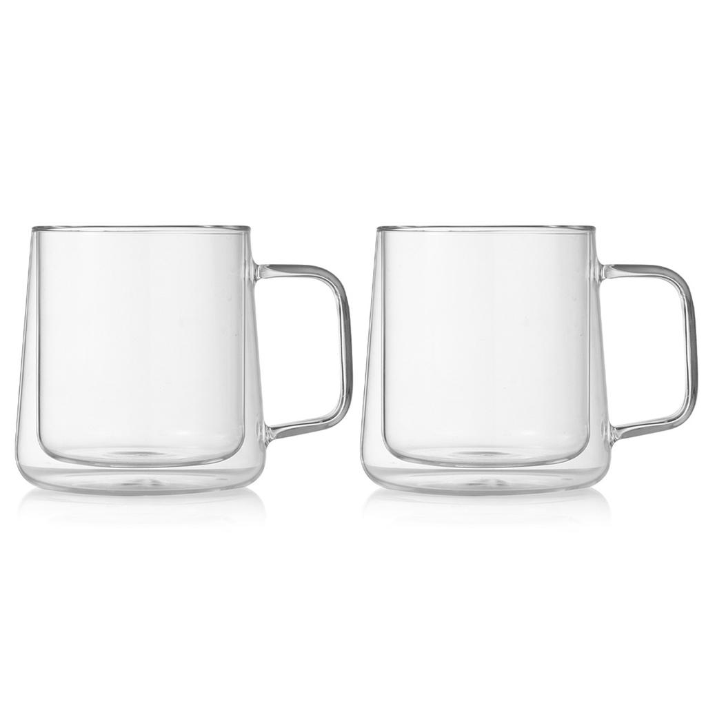 Double Wall Insulated Glass Cups, 13.5oz/24oz Glass Coffee Mugs, Clear Espresso Mugs for Latte, Cappuccino Cup with Handle