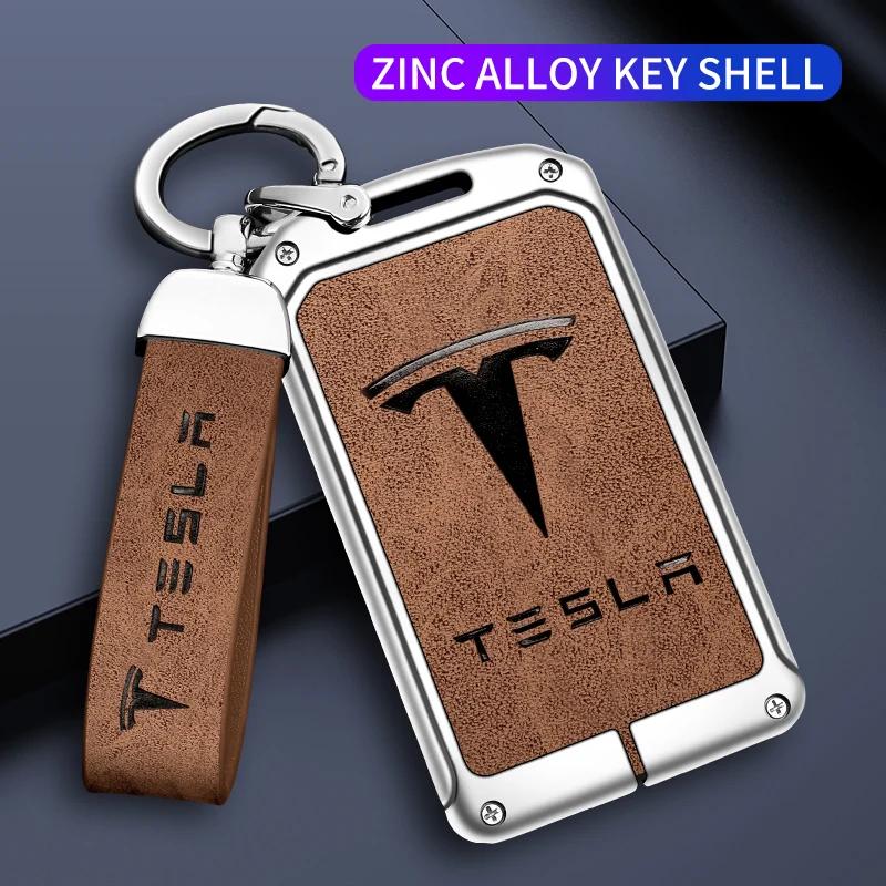 Car Metal Key Case Cover For Tesla Model 3 Model S Model X Model Y Roadster Cybertruck Keyless Card Protector Holder Accessories