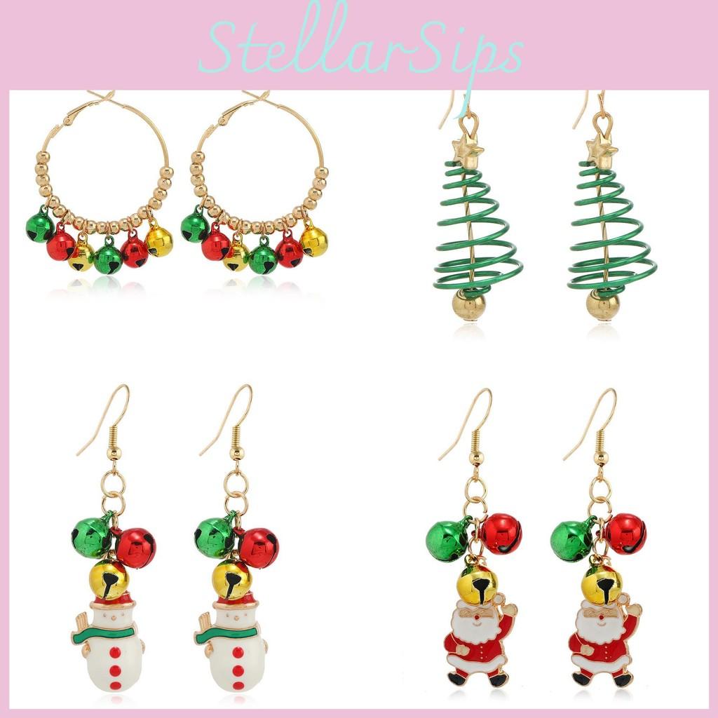 Party Earrings Christmas With Snowflake Bell For Women Holiday Gift Accessory