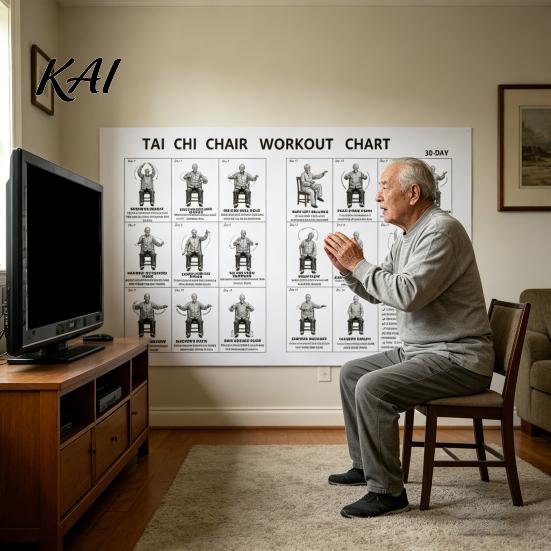 Tai Chi Mobility Exercises Seniors Chair Workout Chart for 30 Day Structured Exercise Plan with Seated Low Impact And Walking Balance Flexibility Home