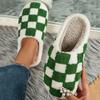 New Winter Women Slippers Checkerboard Chic Slippers With Ultra-Soft Plush Lining Cotton Slippers