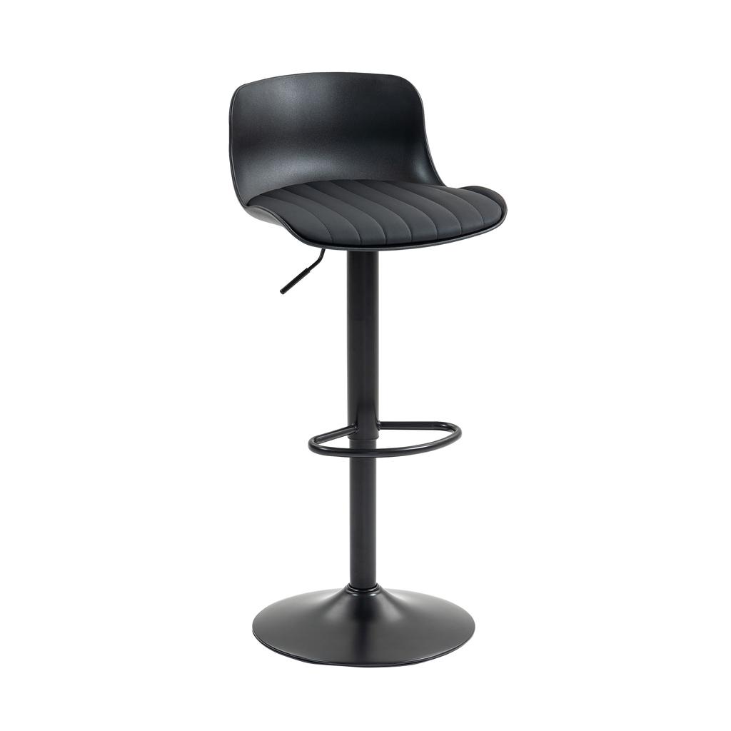 Modern Adjustable Swivel Bar Stools Set of 2, Plastic Backrest & Faux Leather Seat, Gas Lift Height, Metal Base with Footrest, Kitchen Counter