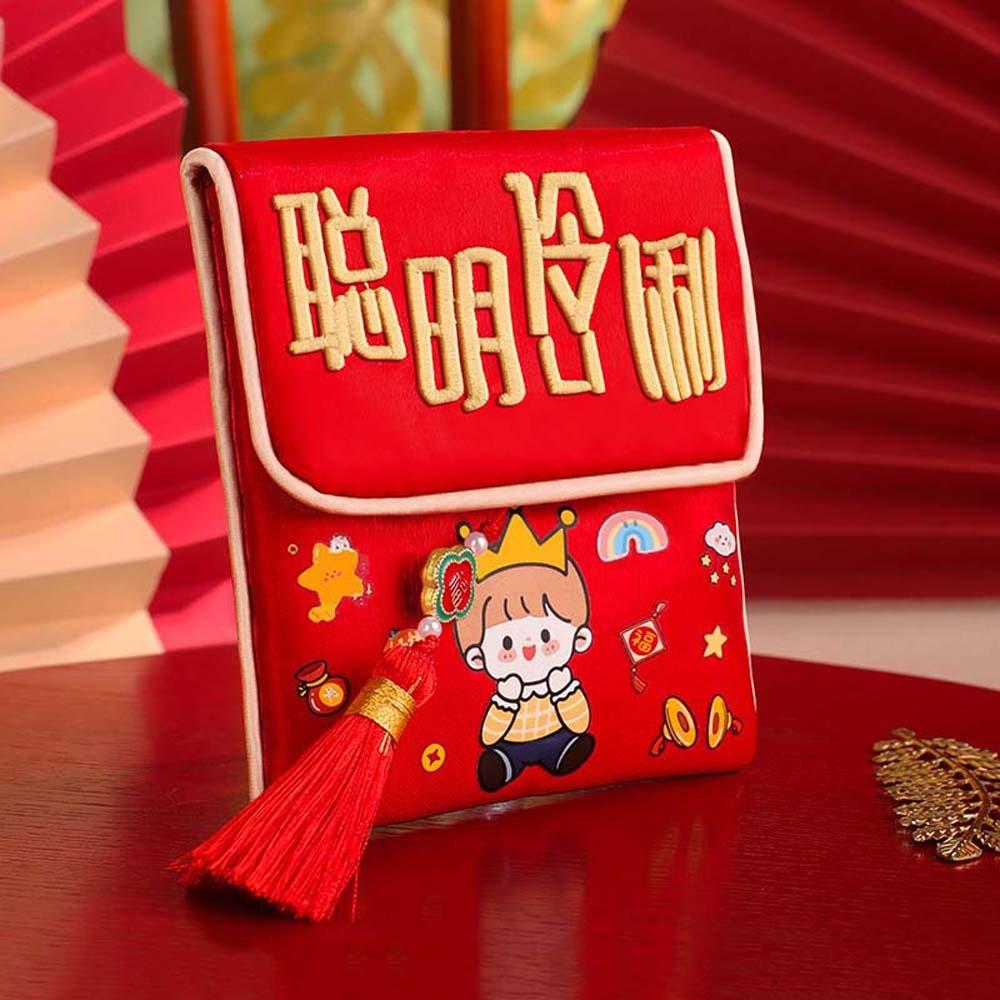 Embroidered Chinese New Year Red Wallet Polyester Lucky Money Packet Graduation