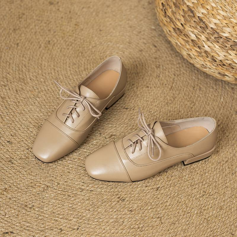 Туфли Krazing Pot из коровьей кожи с квадратным носком, размер 43, толстые низкие каблуки, модные офисные женские туфли с глубоким носком, осенние туфли-лодочки