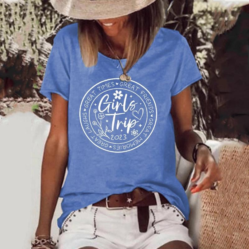 Футболка Shiying с круглым вырезом, женская, вельветовая, с принтом текста