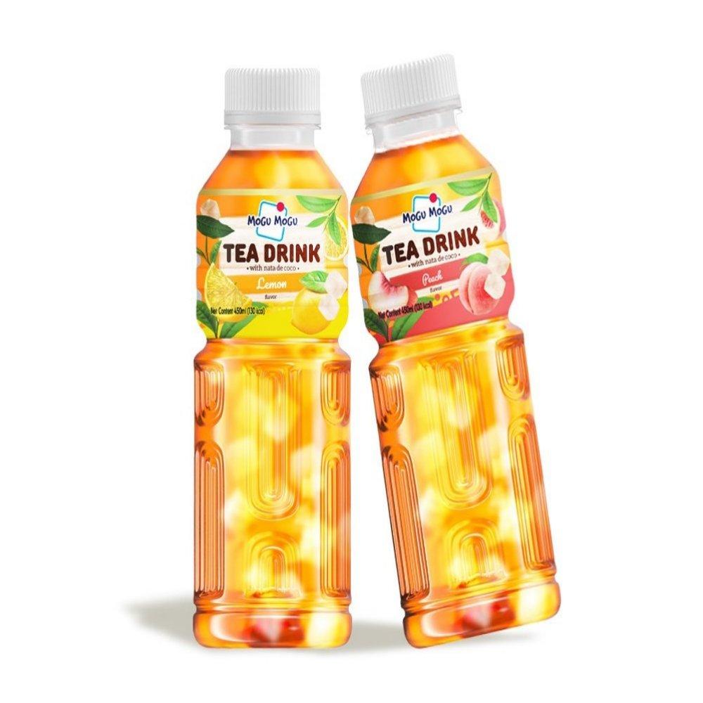 Mogumogu Tea Drink Lemon/Peach Flavor 450ml*24ea Choose 1 of 2