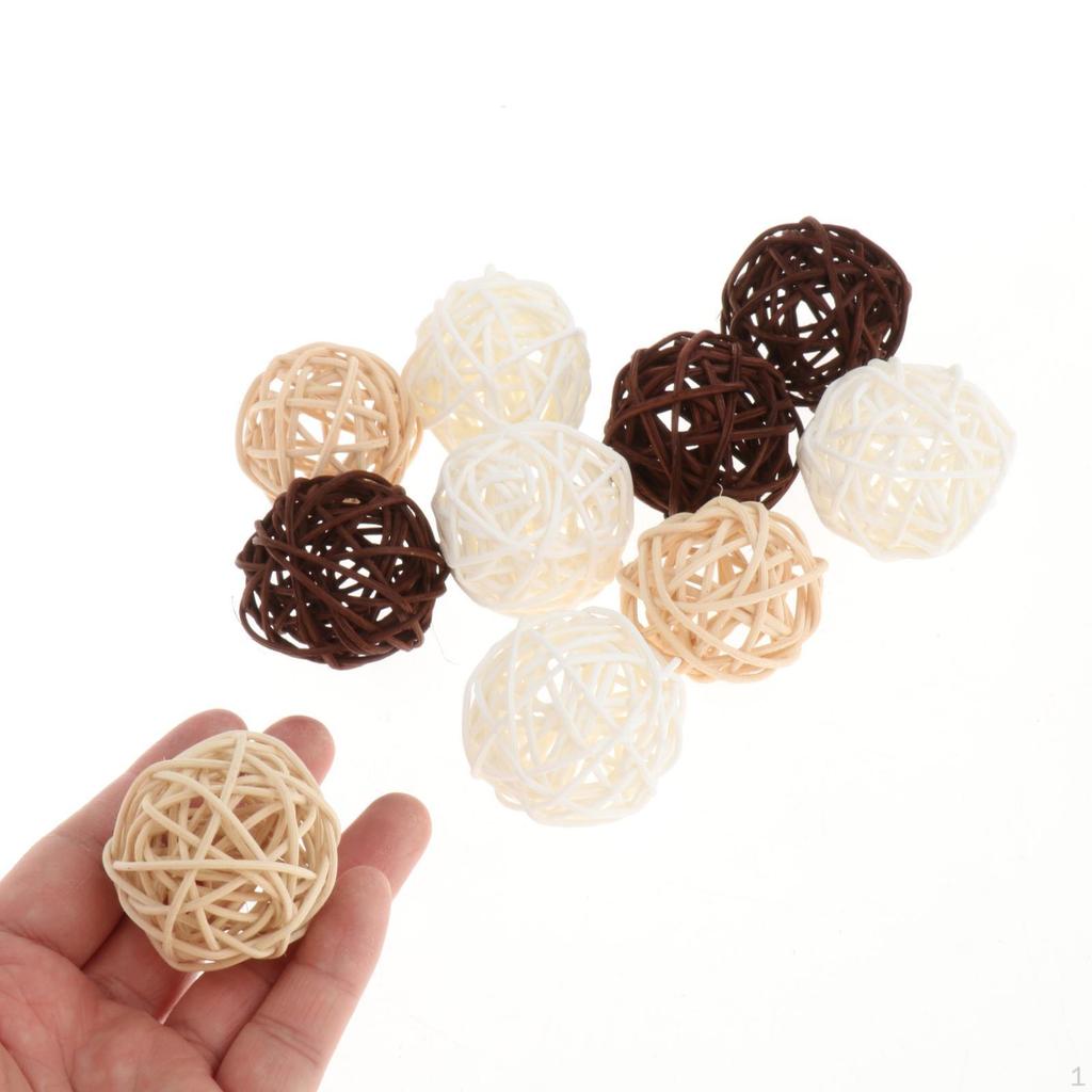 10 Pieces Decorative Rattan Balls Centerpiece Bowls Orbs Vase Fillers House Ornament for Wedding
