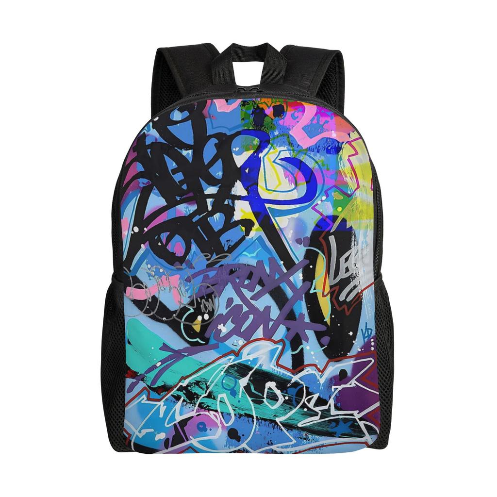 Graffiti Vertical Tag Manga Backpack Women Big Backpacks Polyester Kawaii High School Bags Daily Design Rucksack
