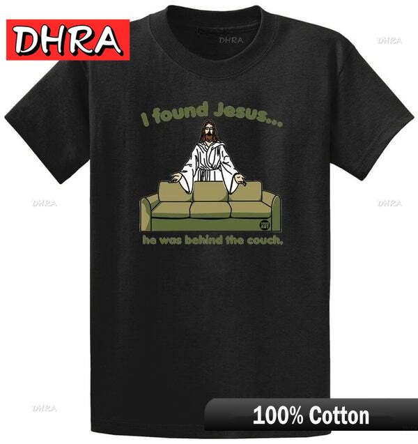 I FOUND JESUS COUCH Cotton Printed Tee Shirt Regular and Big and Tall Sizes Retro Fresh Cute Graphic Male Tshirts Chic Cute