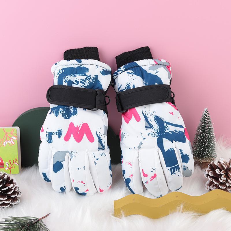 Холодостойкие, водонепроницаемые лыжные перчатки с рисунком граффити для мужчин и женщин. Утолщенная бархатная подкладка обеспечивает тепло и нескользящее сцепление.