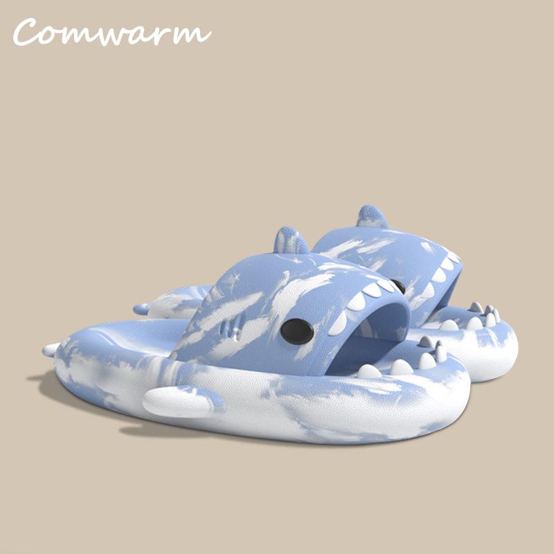 Модные Comwarm Милые тапочки-акулы для женщин и мужчин Новые модные тапочки для дома на толстой подошве Акула Пляжные сандалии Нескользящие шлепанцы для ванной