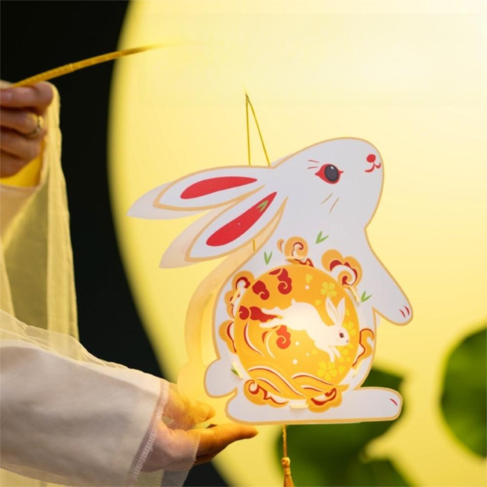 Handmade Handheld Rabbit Lantern Cartoon Traditional Craft Lantern  Mid-Autumn Festival