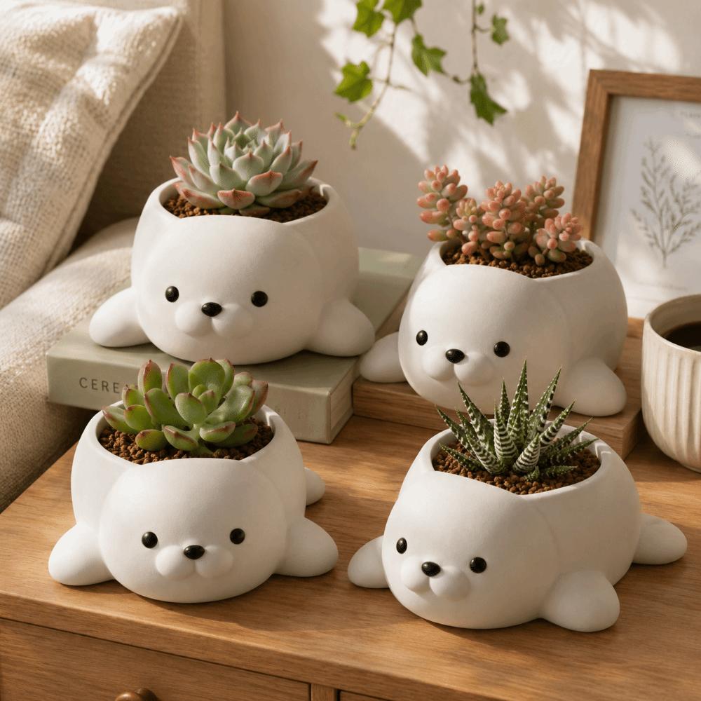 Home Decor Seal Flowerpot Storage Box Desktop Ornaments Potted Plant Containers Indoor