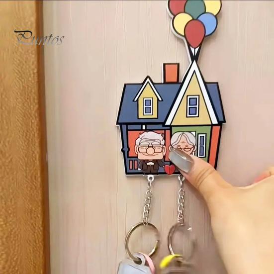Держатель ключей для пар, акриловый настенный держатель ключей, мультяшный дедушка, бабушка, парный брелок-органайзер для домашнего настенного декора