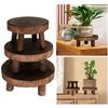Wooden Flower Pot Stand Mini Decorative Stool Plant Stand Round Bonsai