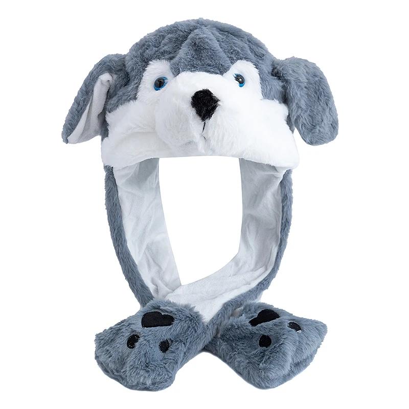 Hot Sale Unisex 3D Animal Style Cute Cozy Hat Ear Moving Up Winter Hat For Couple Men Women Rabbits Ears Lovely Plush Hat Gift