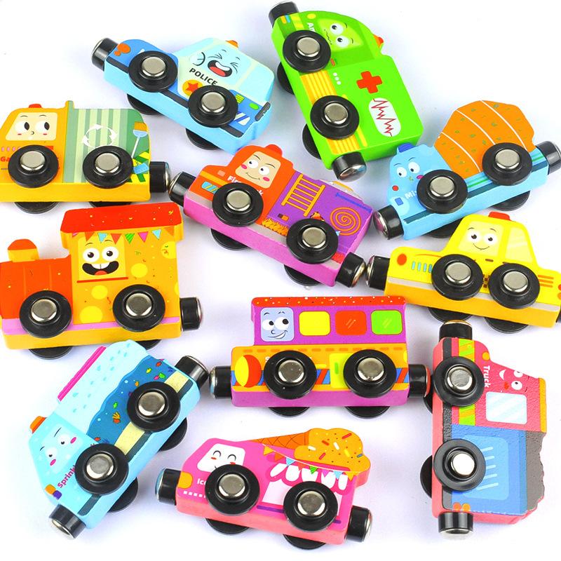 Children'S Transportation Cognitive Magnetic Train, Kindergarten Educational Early Education Trailer Wooden Toys