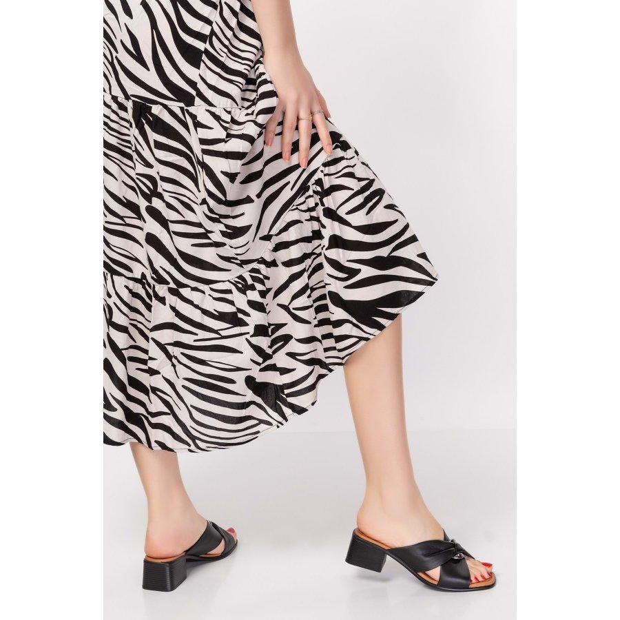 Женские повседневные тапочки из натуральной кожи на среднем каблуке