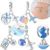 Оригинальная медная синяя подвеска-ветряная мельница, дорожный самолет, бусина Земля, подходит для женского браслета, ювелирное изделие, подарок на День святого Валентина, для изготовления