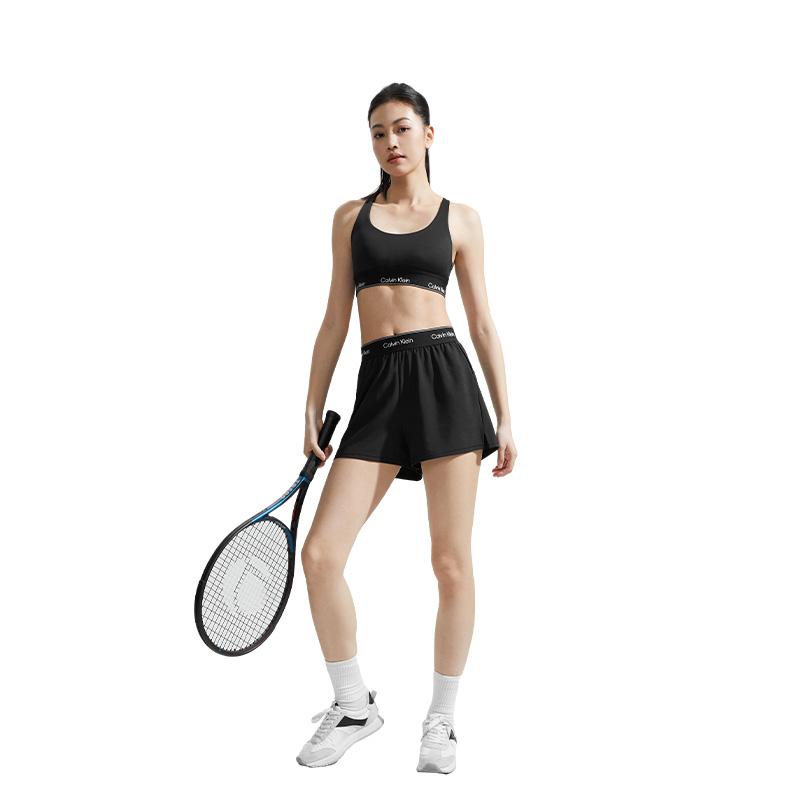 Calvin Klein Средняя поддержка съемная подкладка жаккардовый йога фитнес спортивный бюстгальтер женский спортивный бюстгальтер Space-Black 4WS4K192