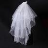 1Pc Marriage Tulle Two Layers Women Bride's Head Gauze Wedding Fashion Bow With Hair Comb Bridal Short Veils