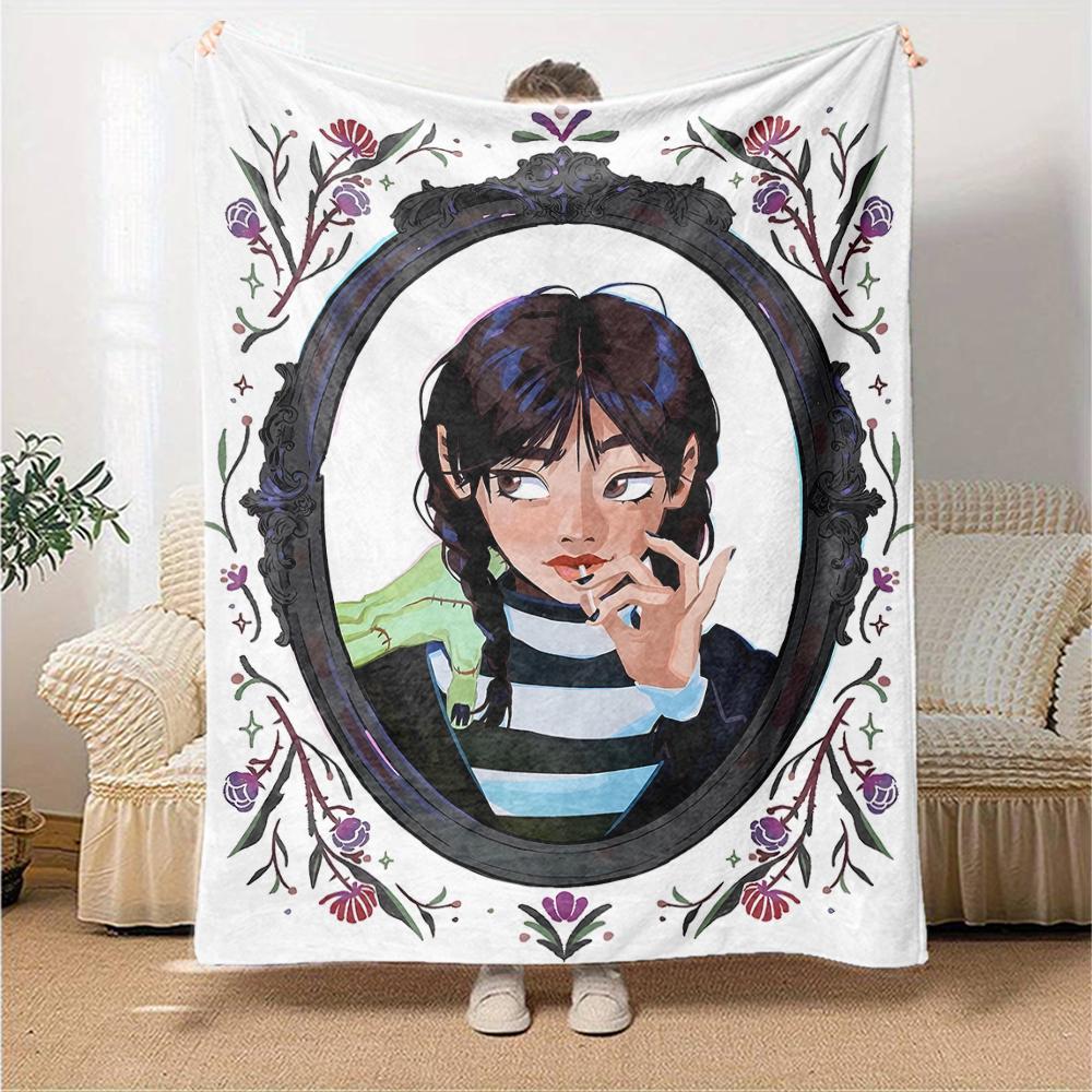 1pc Addams Family Wednesday9 Blanket, Gift, for Men and Women, Soft Blanket, Good for Sofa Bed Couch Travel, Lightweight Flannel Blanket