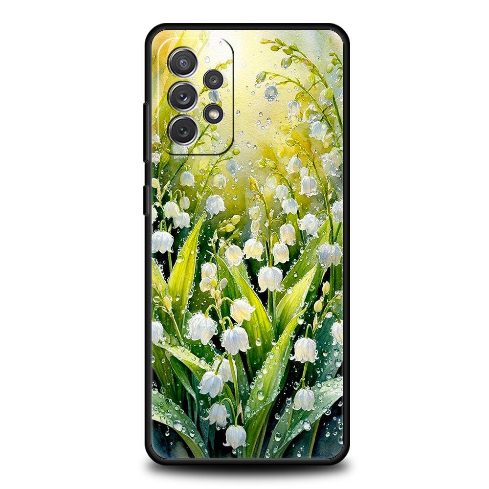 Прозрачный цветочный чехол для телефона Ландыш для Samsung Galaxy A55 A35 A15 A14 A13 A25 A54 A51 A71 A72 A73 A32 A52 A41 Мягкий ТПУ