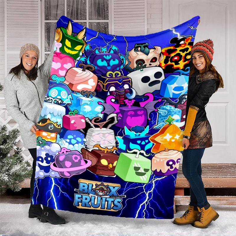 Blox Fruits Theme Printed Blanket - Perfect for Couch, Bed, Travel & Outdoor Use | Machine Washable, Cozy & Durable.