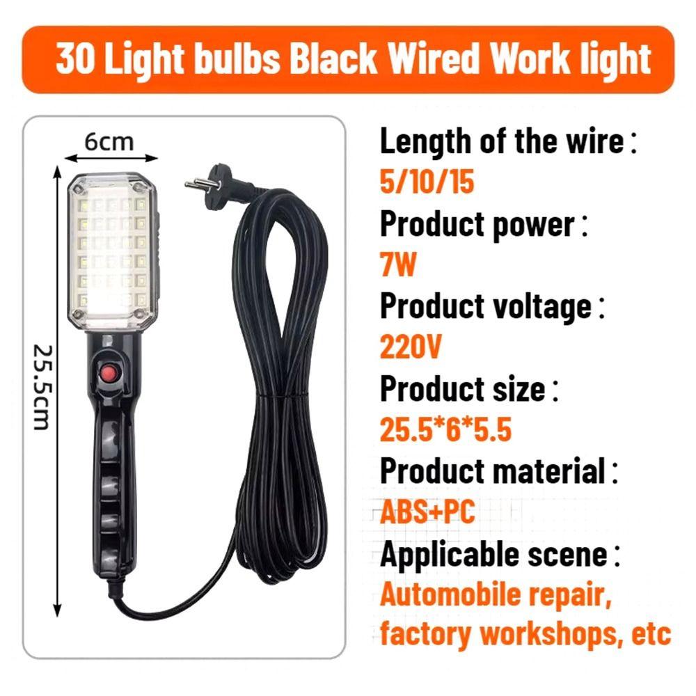 1Pcs 5M Pure Copper Wire Auto Repair Lamp 30 Leads Handheld Inspection Lamp  For Car Garage Workshop