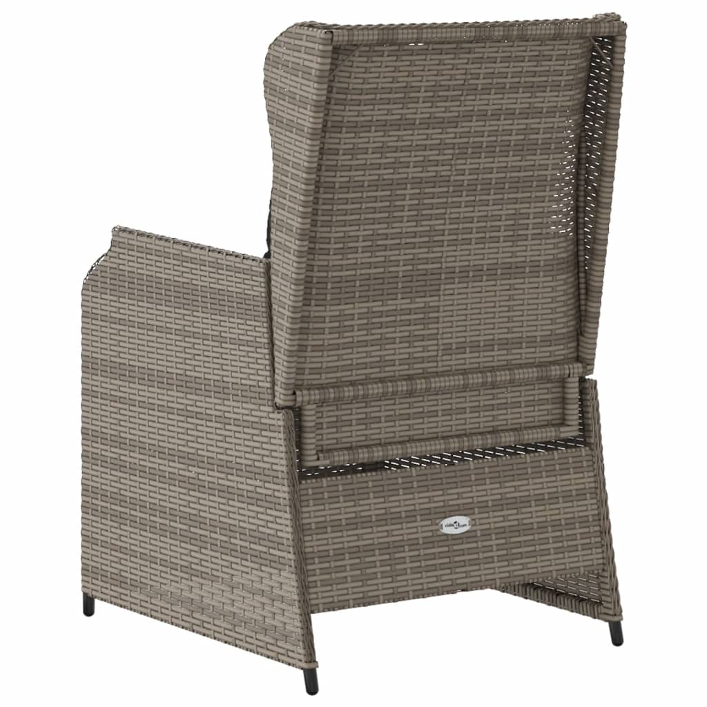 Garden Chairs with Cushions 2 Pcs. Adjustable Grey Poly Rattan