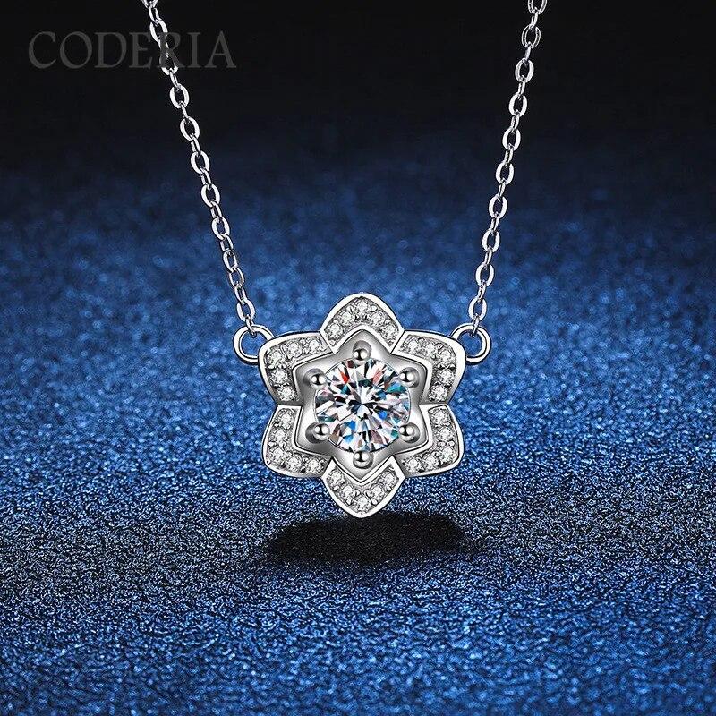 S925 Серебро 18 К Позолота D Цвет 1 CT Муассанит Ожерелье Лаборатория Алмаз Камелия Подвеска Ожерелье Женская Мода GRA Ювелирные Изделия