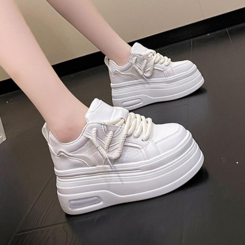 Женские дизайнерские маленькие белые туфли Весна Осень Женские Кожаные Повседневные Кеды на Шнуровке с Увеличенной Круглой Носочной Частью