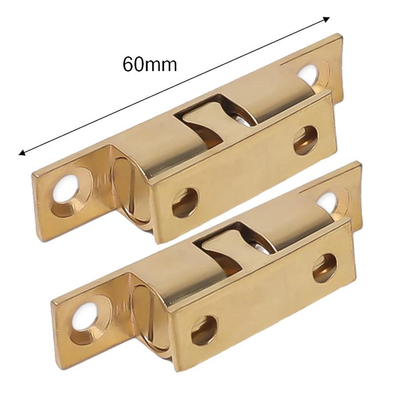 Двойная шариковая защелка для двери, пружинный шариковый замок для мебели, шкафа, двери шкафа, 40/50/60 мм, регулируемая защелка, латунная дверная пряжка