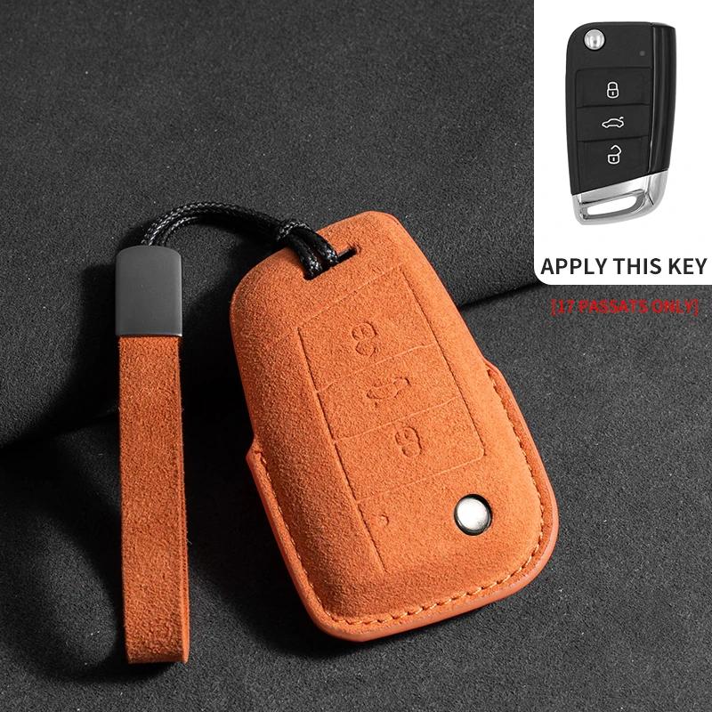 Замшевый чехол-накладка для ключа автомобиля, брелок для VW Volkswagen Golf 7 MK7 Tiguan MK2 для Ateca Leon FR Ibiza Skoda Octavia Kodiaq